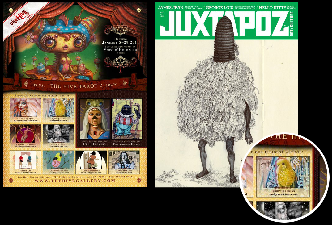 An ad from Juxtapoz Magazine announcing the Hive Gallery